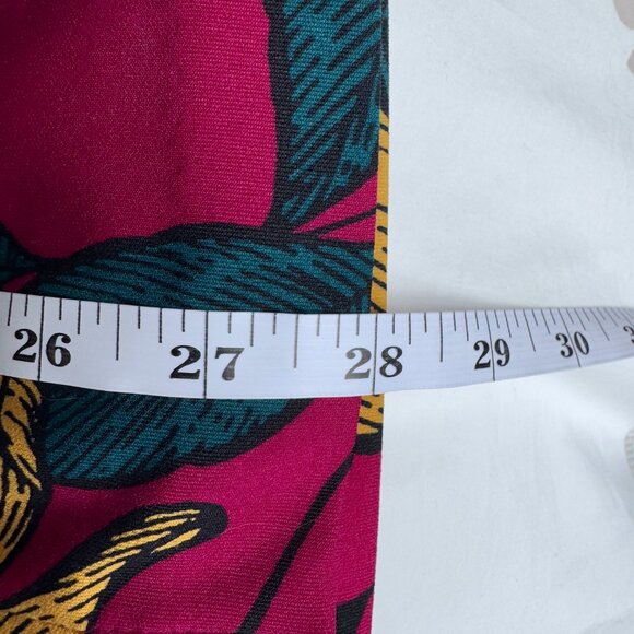 Vivid Fuschia With Yellow and Teal Tropical Floral Print Pencil Skirt - Picture 8 of 8